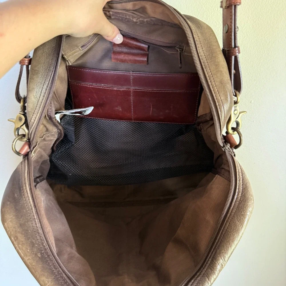 Vintage L.L. Bean Traveler Satchel‎ Leather Briefcase Messenger Bag Large Brown